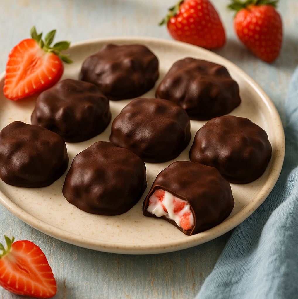 Erdbeer-Joghurt-Bites in Schokolade