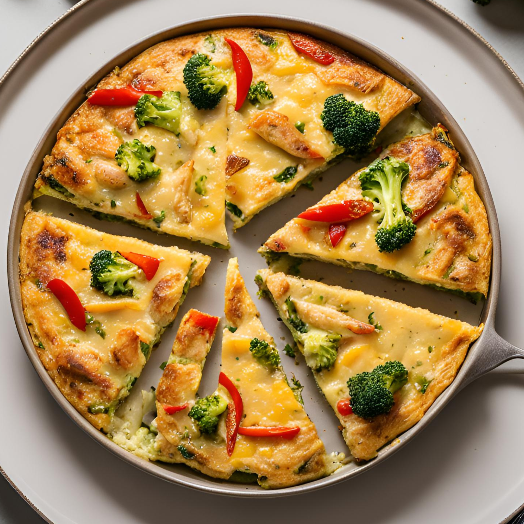 Brokkoli-Hähnchen-Frittata mit Ziegenkäse